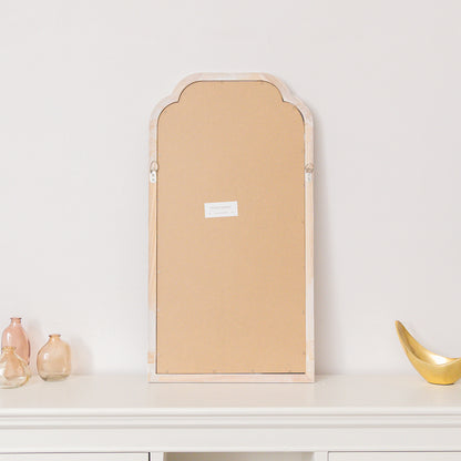 White Washed Distressed Wooden Frame Wall Mirror - 40cm x 75cm