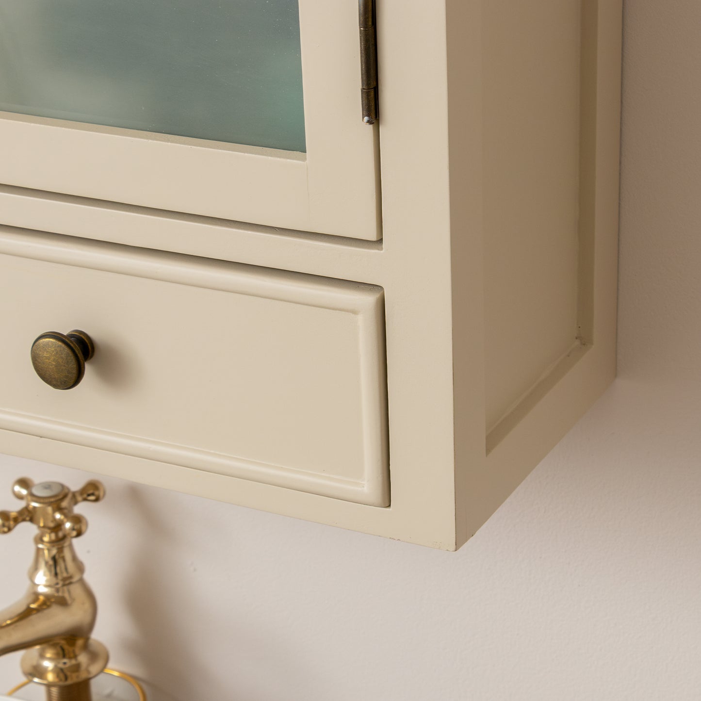 Cream & Wooden Wall Cabinet with Drawers - Claudia Range