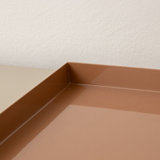  Large Metal Rectangular Mocha & Gold Display Tray 