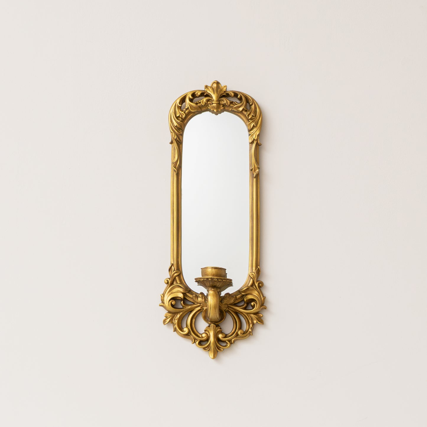 Ornate Metal Antique Gold Mirrored Candle Sconce