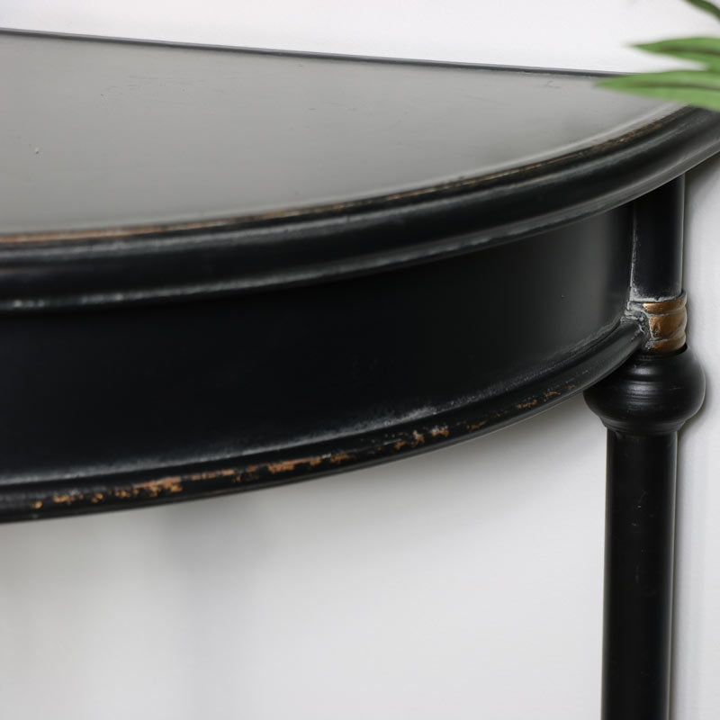 Large Vintage Half Moon Metal Console Table