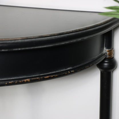 Large Vintage Half Moon Metal Console Table