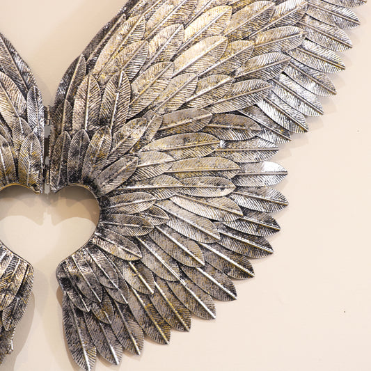  Pair of Large Silver Metal Angel Wings 