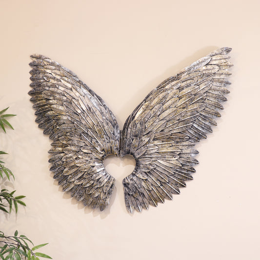  Pair of Large Silver Metal Angel Wings 