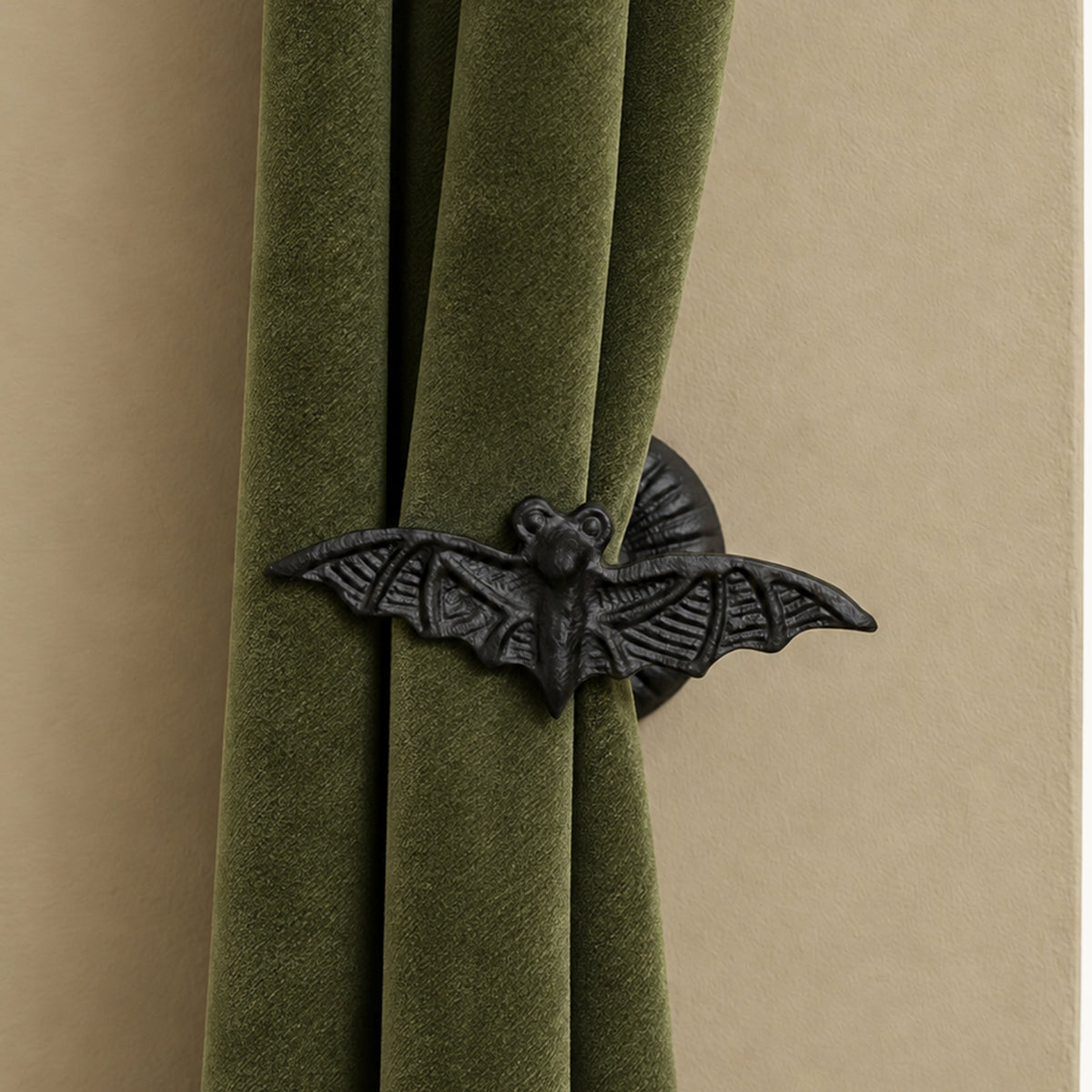 Set of 2 Black Metal Bat Curtain Tie Backs