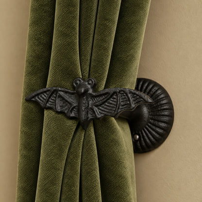 Set of 2 Black Metal Bat Curtain Tie Backs