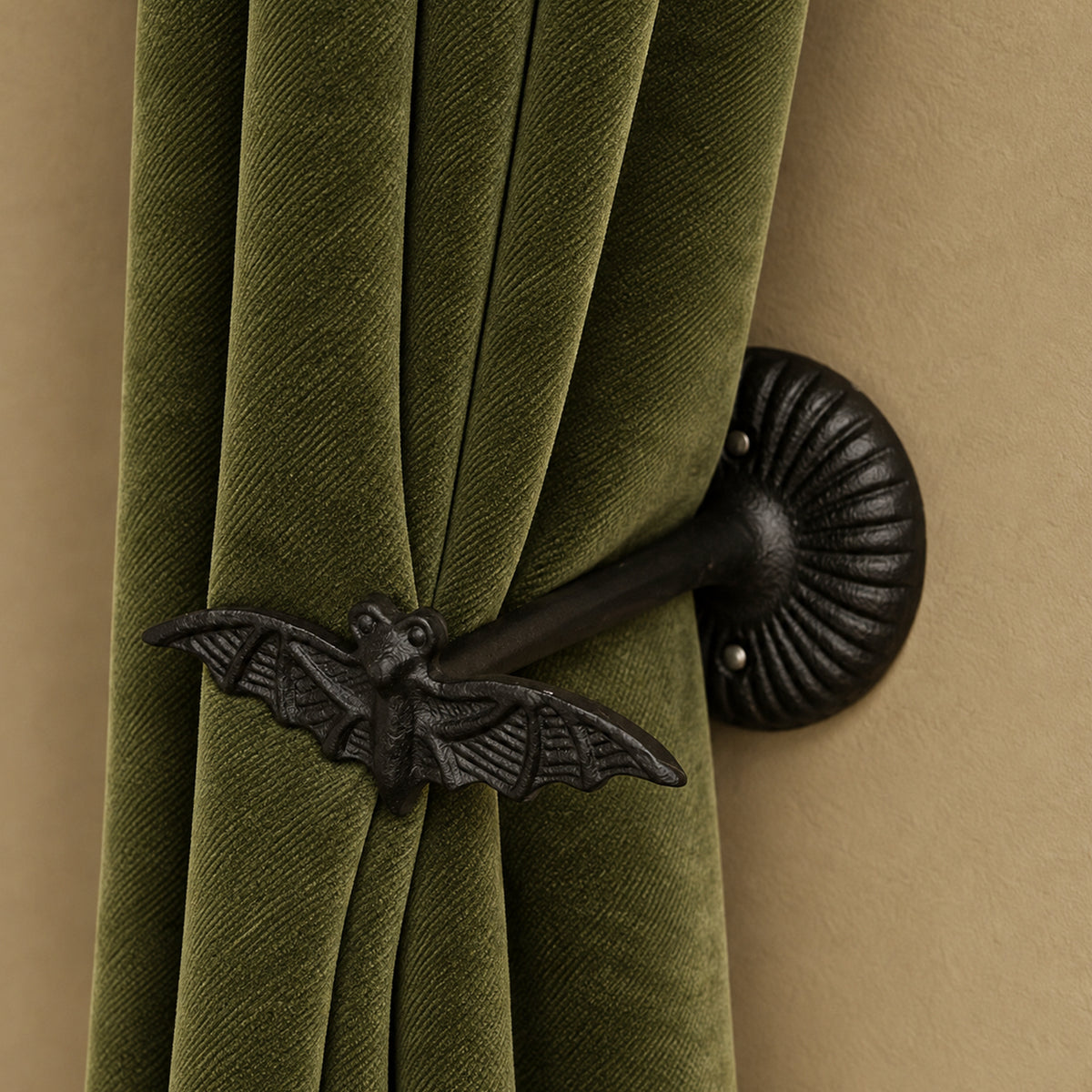 Set of 2 Black Metal Bat Curtain Tie Backs