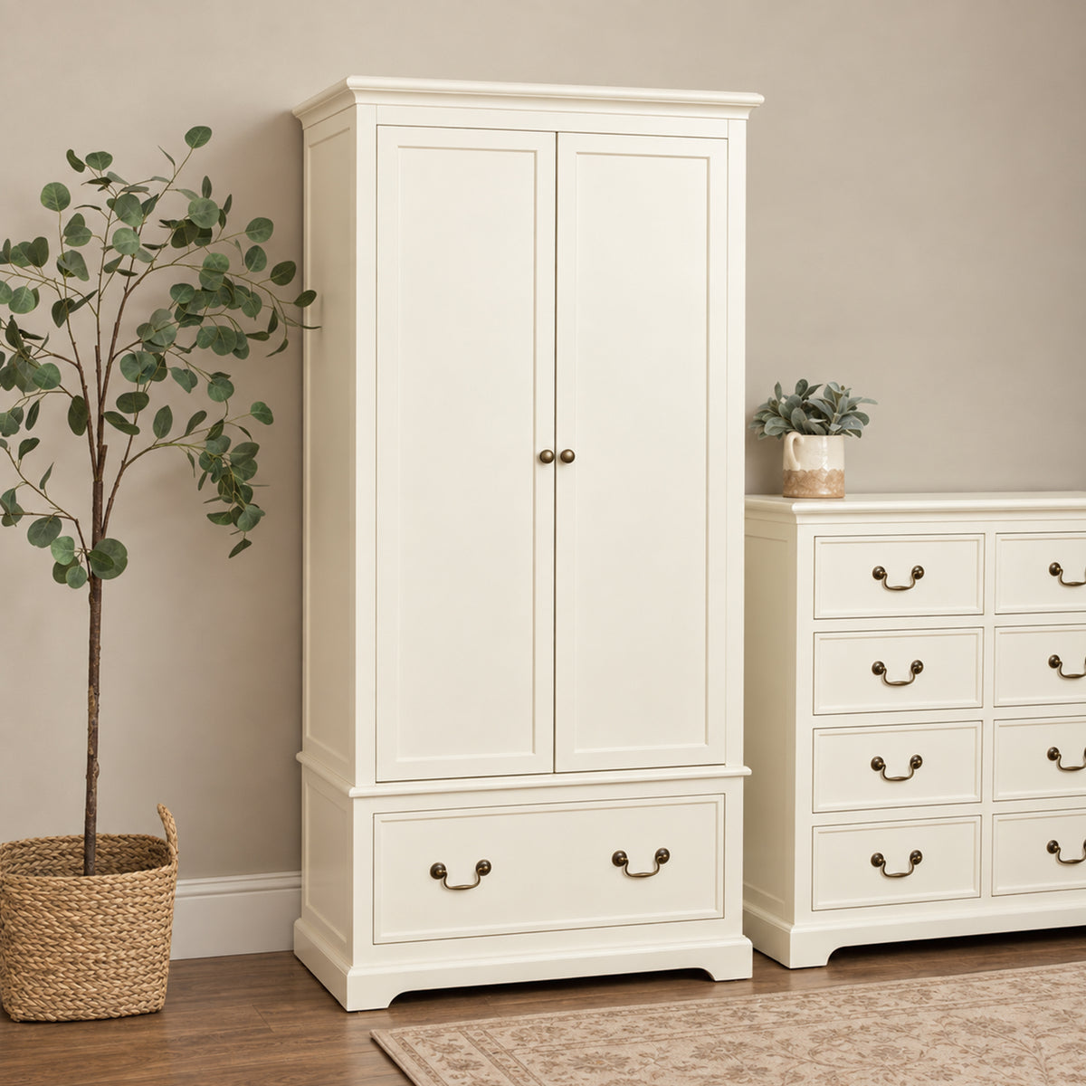 Large Ivory Double Wardrobe - Charlotte Ivory Range
