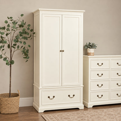 Ivory Wardrobe, 3 Drawer Chest of Drawers, Dressing Table Set & Pair of 3 Drawer Bedside Tables - Charlotte Ivory Range