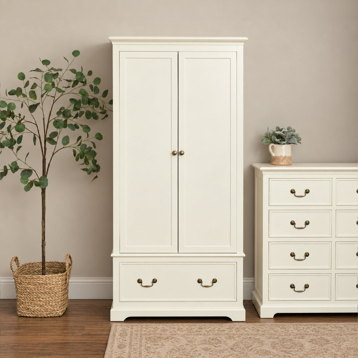 Large Ivory Double Wardrobe - Charlotte Ivory Range