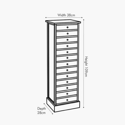 Tall 13 Drawer Chest of Drawers - Winchester Range