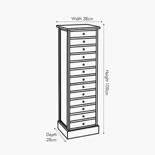  Tall 13 Drawer Chest of Drawers - Winchester Range 