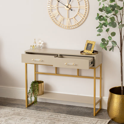 Two Drawer Dressing Table & Pair of One Drawer Bedside Tables - Liana Taupe Range