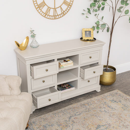  Large Taupe-Grey Wooden Sideboard Cabinet - Daventry Taupe-Grey Range 