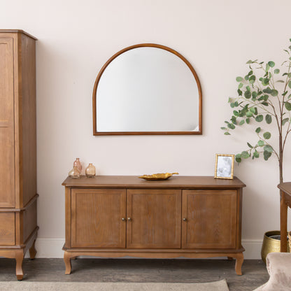 Dark Wood Framed Arched Wall & Mantle Mirror - 90cm x 75cm