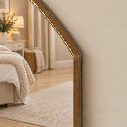 Large Arch Gold Framless Full Length Leaner / Wall Mirror - 150cm x 60cm