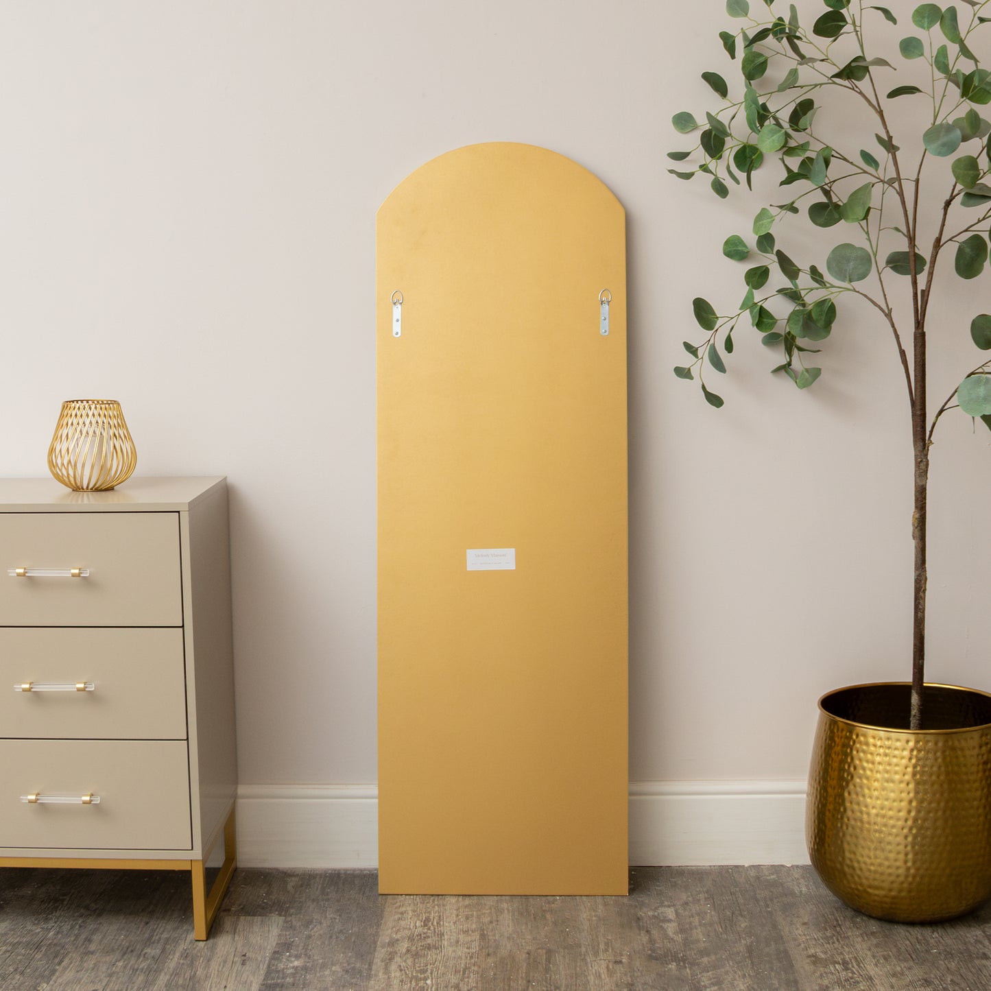 Large Full Length Gold Frameless Arched Mirror - 47cm x 142cm