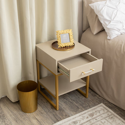 Pair of One Drawer Bedside Tables - Liana Taupe Range