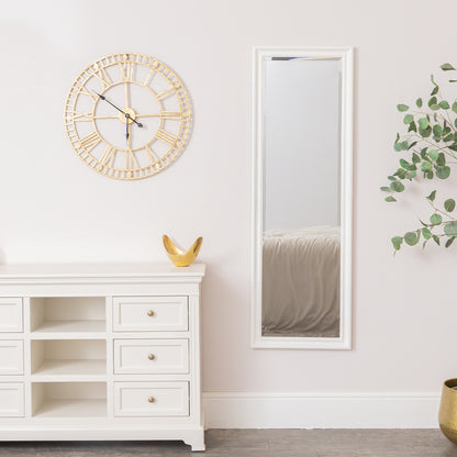 Large Full Length White Framed Wall & Leaner Mirror - 47cm x 142cm