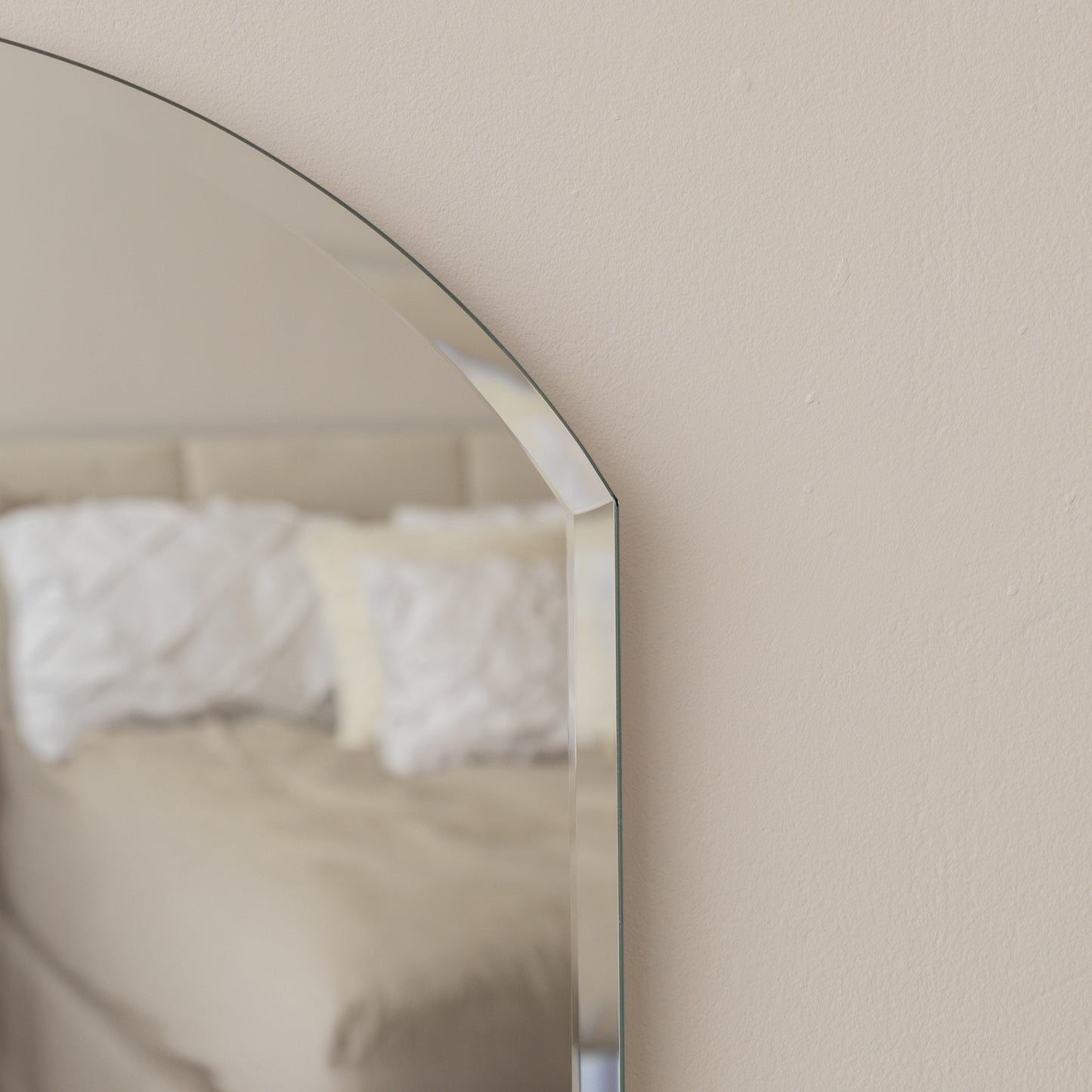 Arched Frameless Bevelled Wall Mirror - 35cm x 71cm