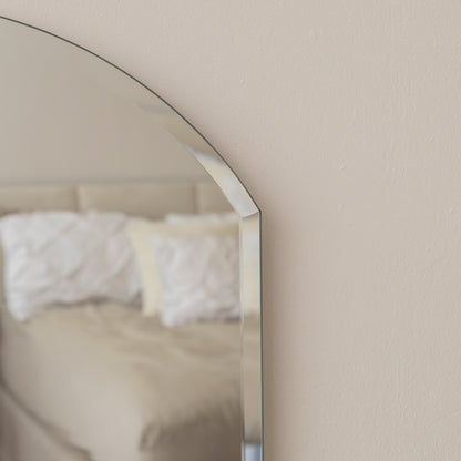 Arched Frameless Bevelled Wall Mirror - 35cm x 71cm