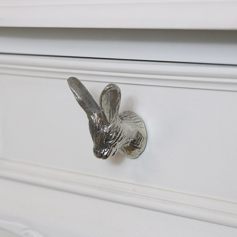 Silver Rabbit Head Drawer Knob