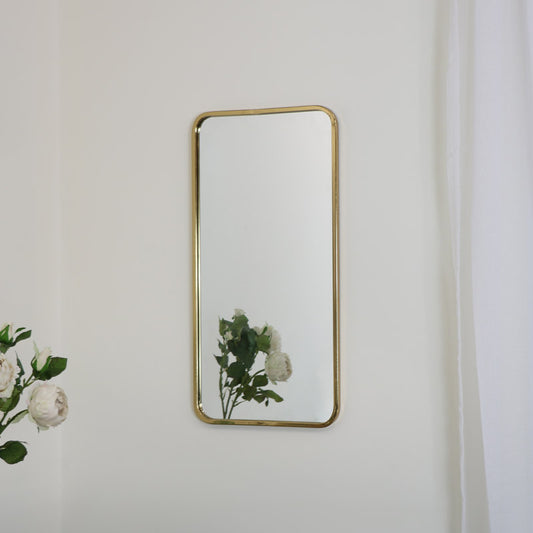  Gold Thin Framed Wall Mirror 38cm x 76cm 