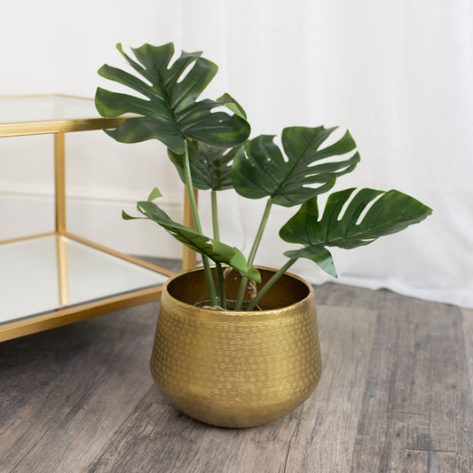  Medium Round Gold Patterned Planter 