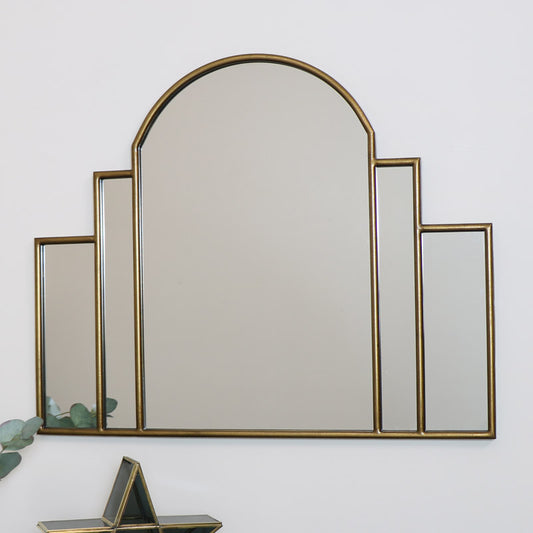  Large Gold Art Deco Arch Fan Mirror 80cm x 65cm 