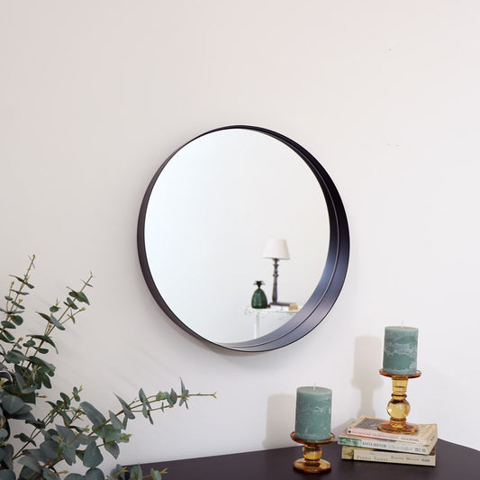  Round Black Framed Mirror 50cm x 50cm 