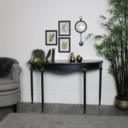 Large Vintage Half Moon Metal Console Table