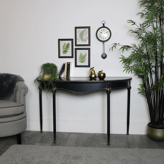  Large Vintage Half Moon Metal Console Table 
