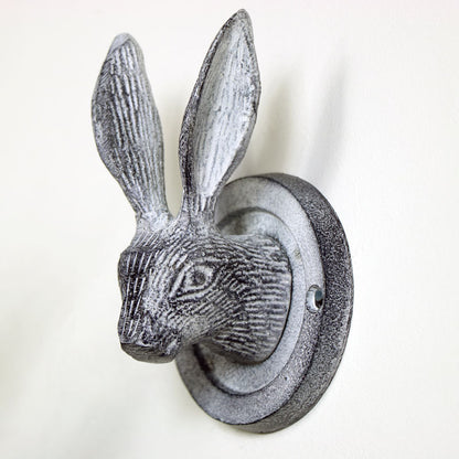 Grey Hare Head Coat Hook