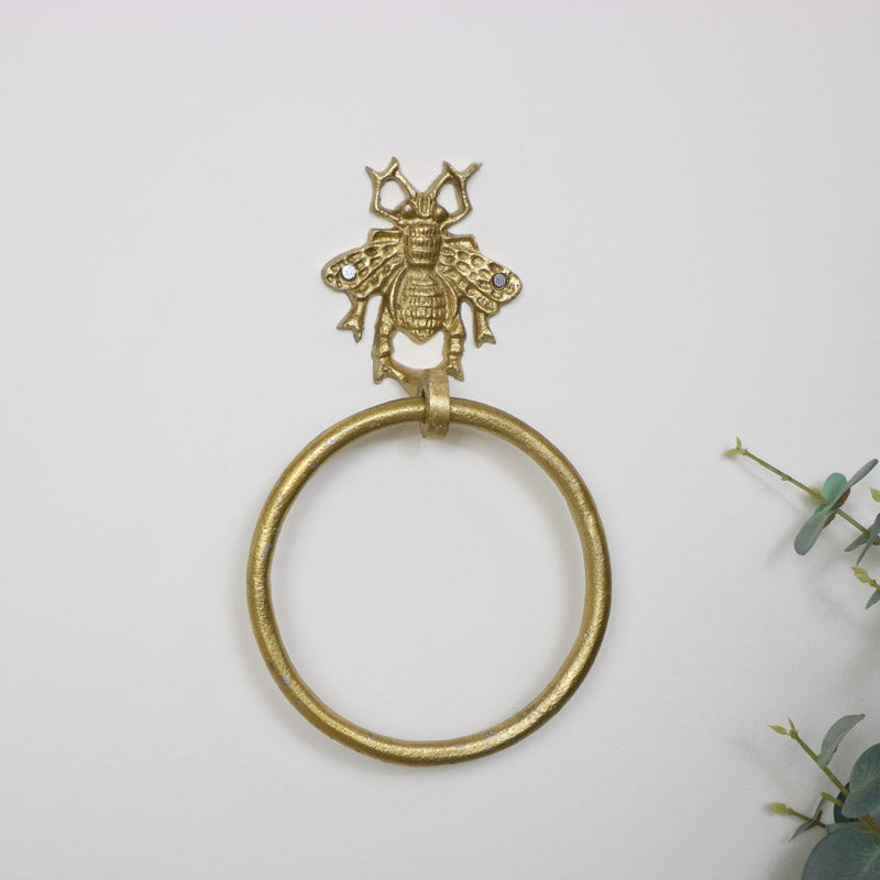 Gold Bumblebee Towel Ring