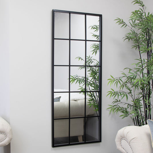  Extra Large Matt Black Window Mirror 144cm x 59cm 