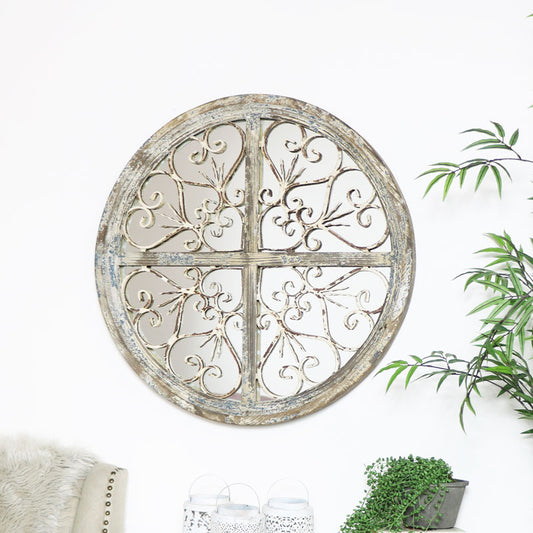  Round Rustic Ornate Mirror 72cm x 72cm 