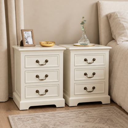 Ivory 8 Drawer Chest of Drawers & Pair of 3 Drawer Bedside Tables - Charlotte Ivory Range