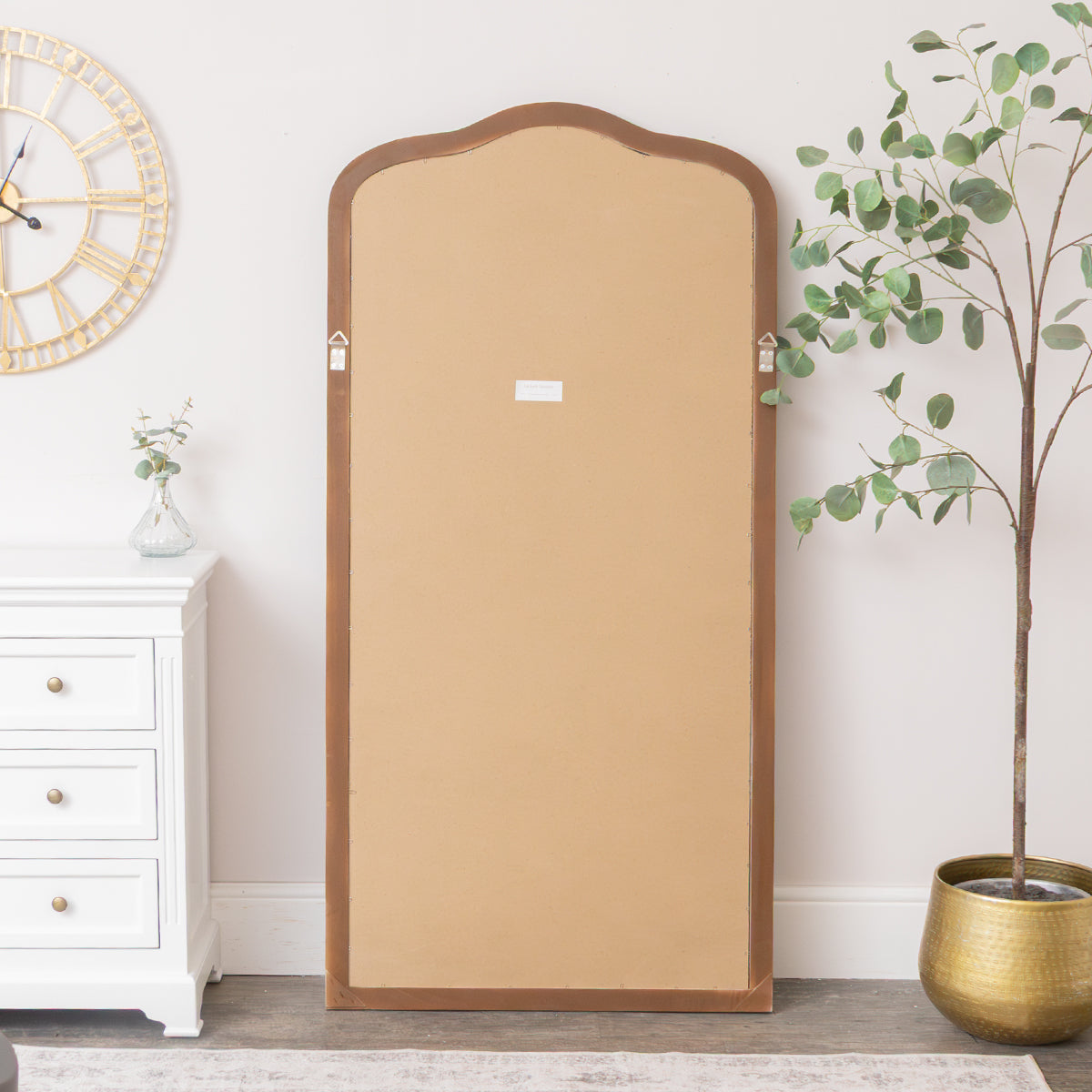Large Arched Washed Wooden Framed Leaner Mirror - 78cm x 158cm