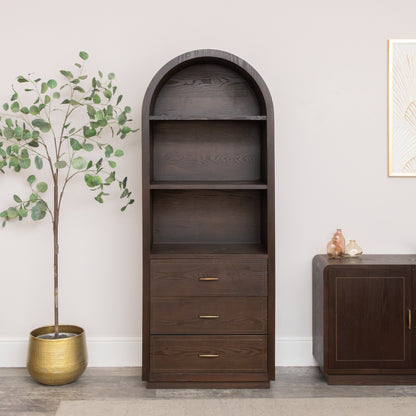 Large Arched Dark Wood Freestanding Storage Cabinet - Kingsley Range
