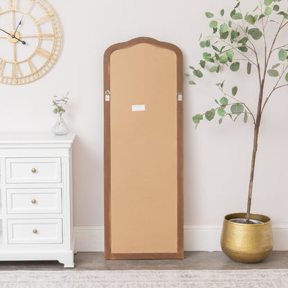 Slim Arched Washed Wooden Framed Leaner Mirror - 50cm x 140cm