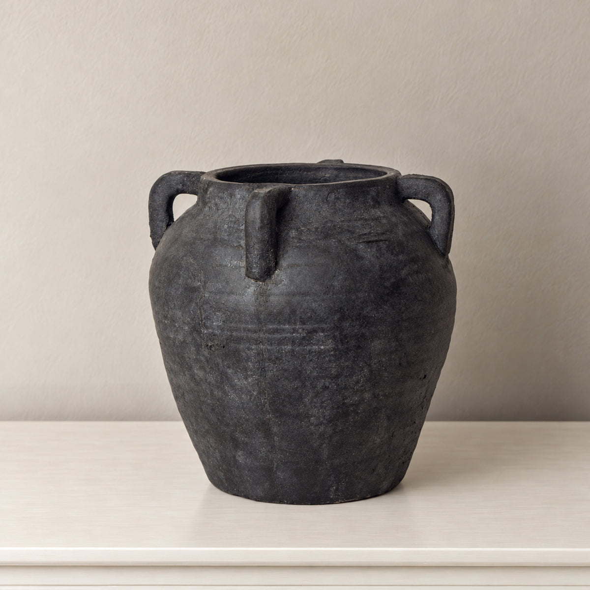 Large Black Terracotta Medora Vase - 26.5cm