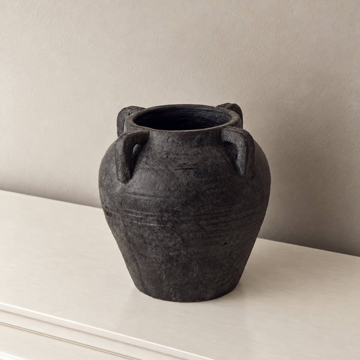Large Black Terracotta Medora Vase - 26.5cm