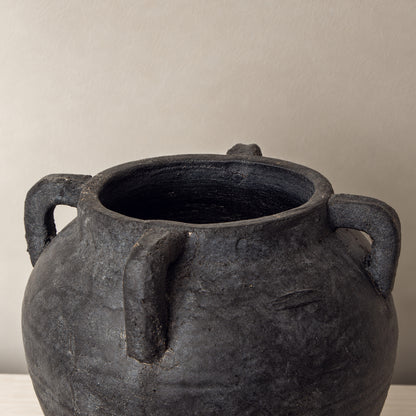 Large Black Terracotta Medora Vase - 26.5cm