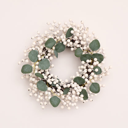 Large Green & White Berry & Eucalyptus Christmas Wreath Decoration