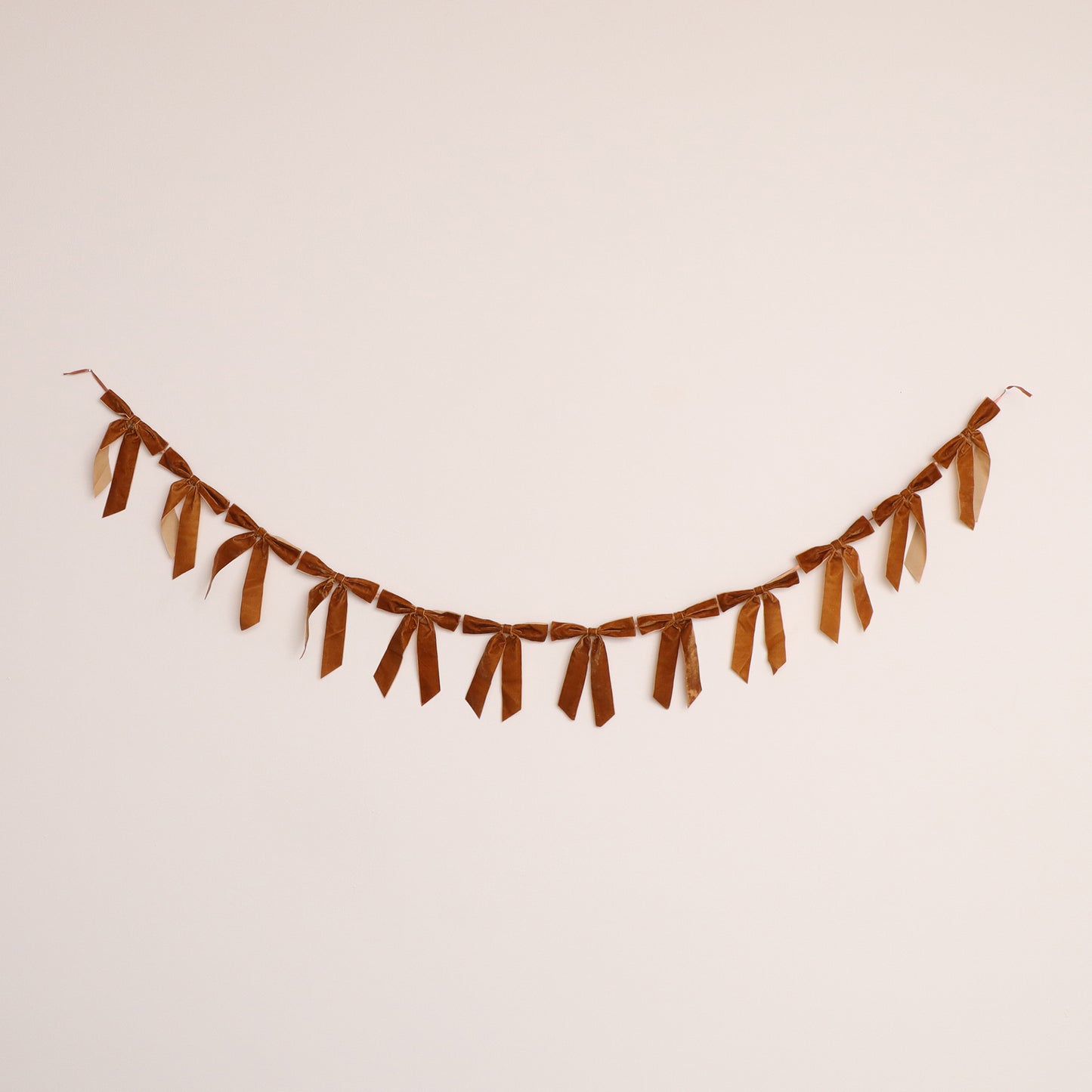 Caramel Brown Velvet Bow Christmas Garland Bunting - 200cm