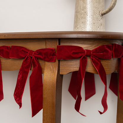 Dark Red Velvet Bow Christmas Garland Bunting - 200cm