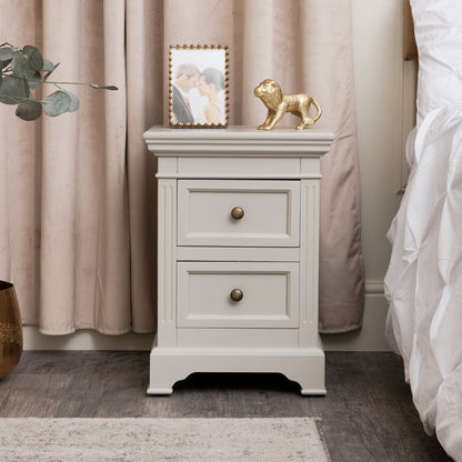 Taupe-Grey Two Drawer Bedside Table - Daventry Taupe-Grey Range