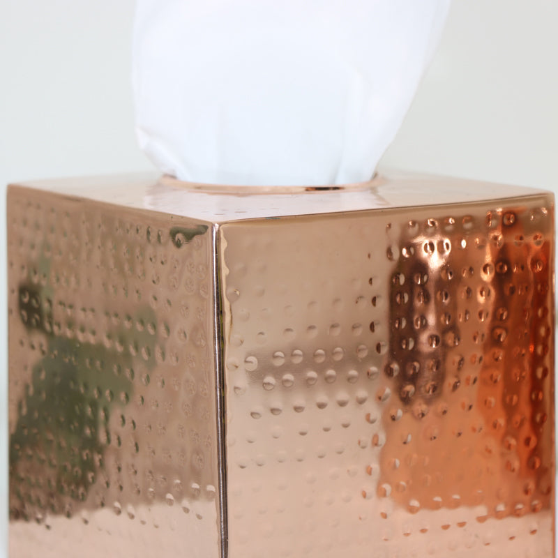 Hammered Copper Metal Tissue Box