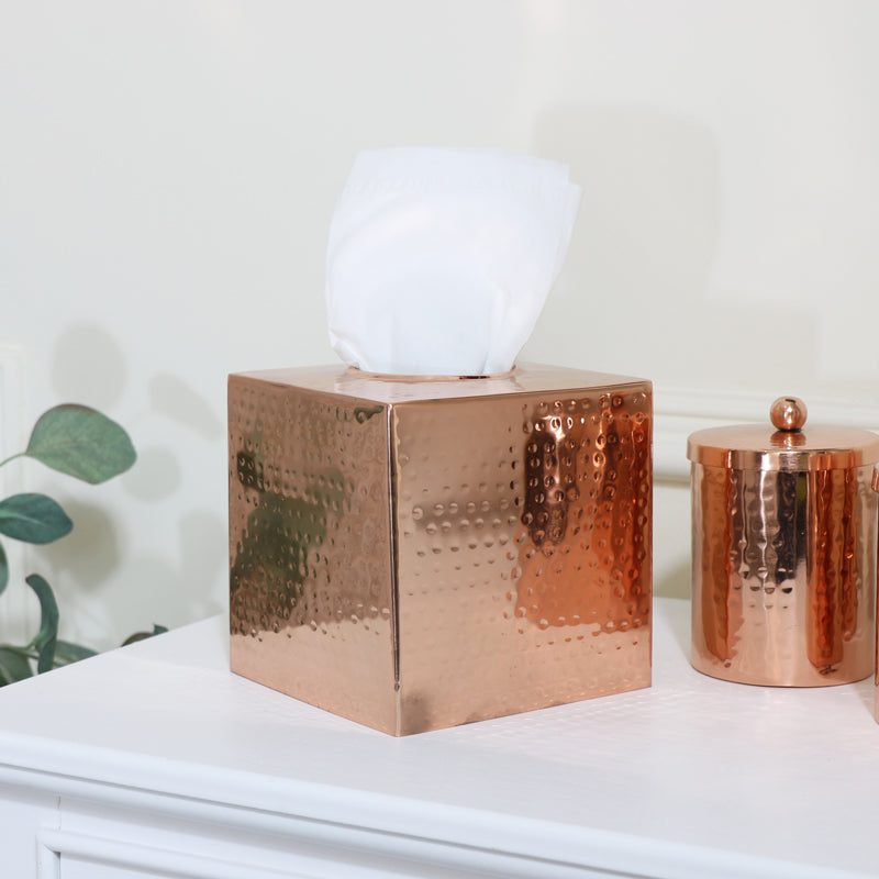 Hammered Copper Metal Tissue Box