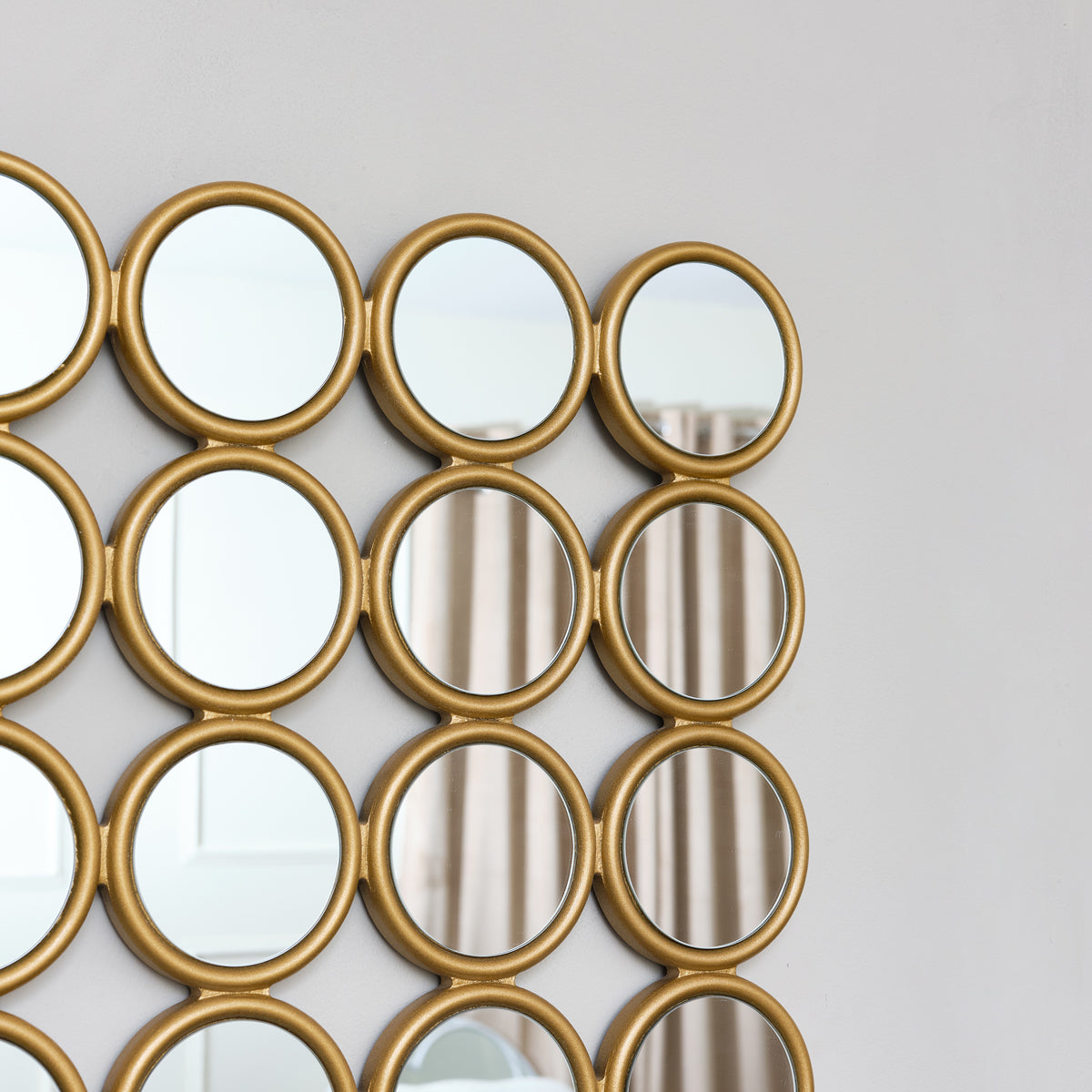 Large Gold Multi Circle Wall Mirror 95cm x 55cm